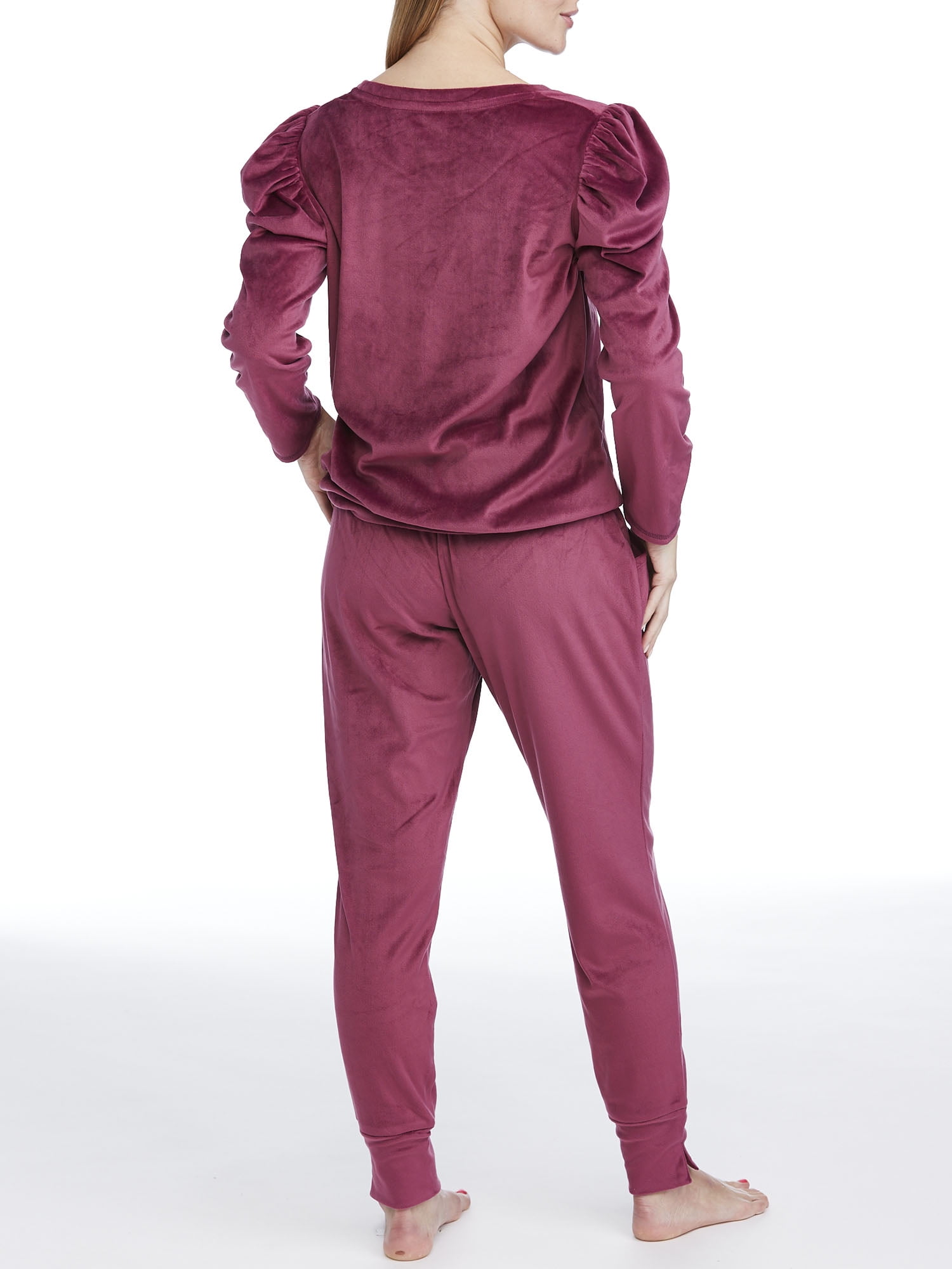 Jessica Simpson Women s Velour Puffed Long Sleeve Top and Jogger Pajama Set 2pc Walmart