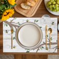 thumbnail image 4 of Bees Branches Placemats Set of 6, Farmhouse Spring Botanical Wooden Placemats for Dining Table, Place Mats for Kitchen Tabletop, Waterproof Wipeable Dining Table Mats Set, 4 of 9