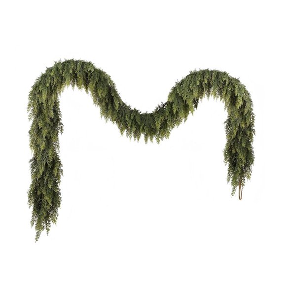 1 Pcs 6 Feet Christmas Cedar Garland Thick and Realistic Artificial Cedar Garland Green Cedar Needles Garland for Christmas Winter Home Mantel Fireplace Holiday Part Fall Decor Christmas Gifts