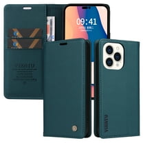 Allytech Case For iPhone 13 Pro Max 6.7 inch,Business Solid Color Magnetic Closure PU Leather Flip Wallet Card Slots Kickstand Soft TPU 360 Protection Shockproof Cover.For iPhone 13 Pro Max,Blue