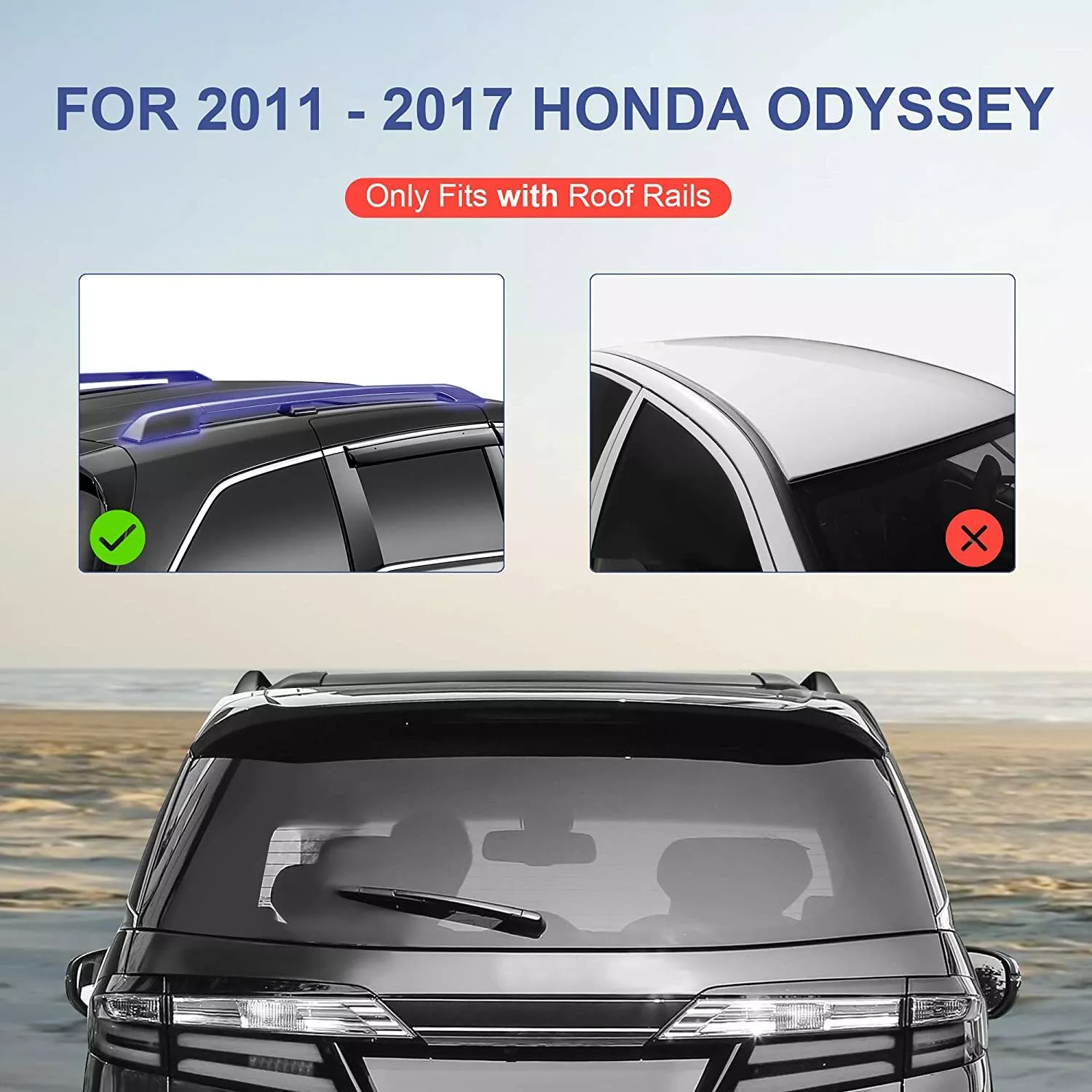 MOSTPLUS Roof Rack Luggage Carrier Crossbars Set for 2011-2017 Honda Odyssey w/ Side Rail