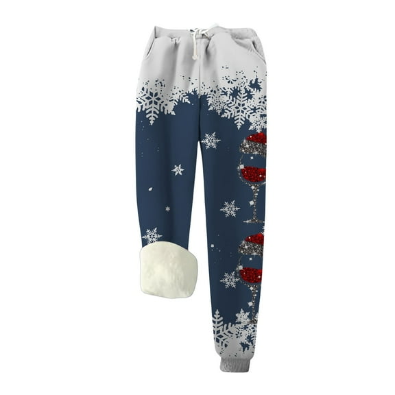 Women's Christmas Velvet Warm Casual Fashion Family Couple Pants