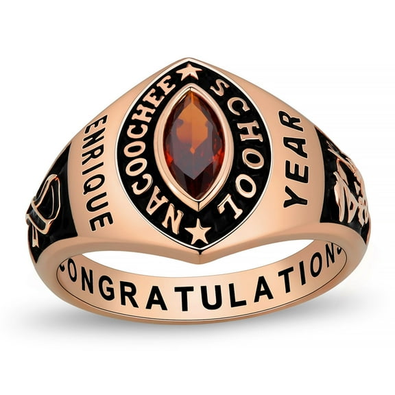 Ccjcinata Fully Personalized Customized class rings Sterling Silver Women's High School Class Rings and College Class Ring – Classic Collection (Sterling Silver - Rose Gold Plated)