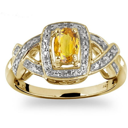 JewelersClub 0.46 Carat T.G.W. Citrine Gemstone and 1/20 Carat T.W. White Diamond Ring