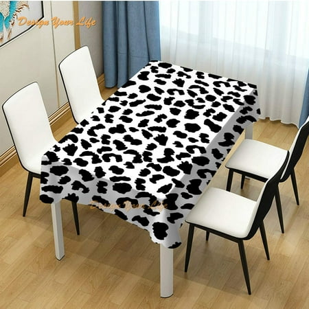 

Black and White Leopard Print Animal Accent Home r Party Dining Table Cloth