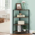 thumbnail image 6 of VECELO Set of 2 Corner Shelf, 4-Tier Corner Bookshelf Small Bookcase Display Rack Plant Stand, Brown, 6 of 8
