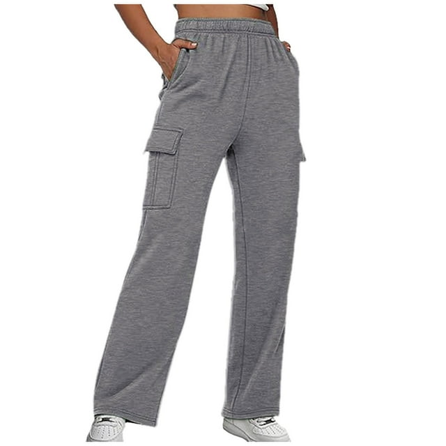 Women's Elastic Waist Solid Straight Pants - Strappy Design, Polyester, Casual Wear - Sizes S-XXL