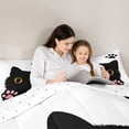 thumbnail image 5 of jejeloiu Cute Cat Paw Full Size Comforter Sets Kids,Kawaii Animal Footprint Simple Black White Bedding Sets For Girls,Reversible,3 Pieces, 5 of 8