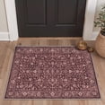 thumbnail image 5 of KUETH 6x9 Machine Washable Flat Pile Carpet Rug for Living Room with Rubber Backing, Vintage Persian Dusty Burgundy Area Rug for Bedroom Dining Room and Home Office, 5 of 6