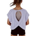 thumbnail image 5 of Toddler Girls Short Sleeve Quick Dry solid color short sleeve shirt Athletic 24 Months 2t 3t 4t 5t 6t 7t T-Shirt Active Gym Crew Neck Tops Teens Kids Sports Workout Wear Gibobby,13-14 Years,Purple, 5 of 6
