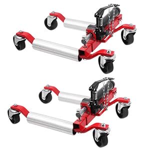 QinaQin Two-Piece Car Wheeled Trolley Set with Hydraulic Tire Jack, 1500 Lb Load Capacity, Suitable for Positioning Trucks, Rvs, Trailers, Etc., Red