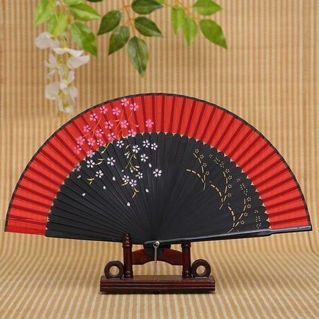 

Folding Fan - 1 PCS Chinese Fan Hand Fans for Women Foldable Silk Bamboo Foldable Fan Hollowed Fringe Hand Fan Foldable Paper Fans for Wedding Dancing Party Home Decoration N 21cm