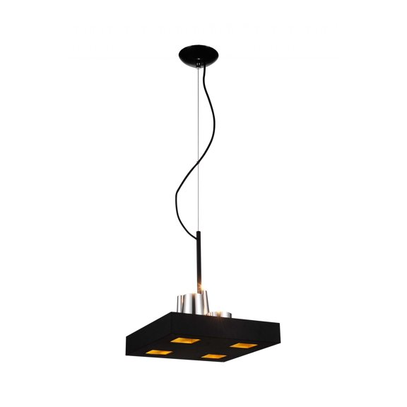 14" X 14" X 59" Black Stainless Steel Pendant Lamp