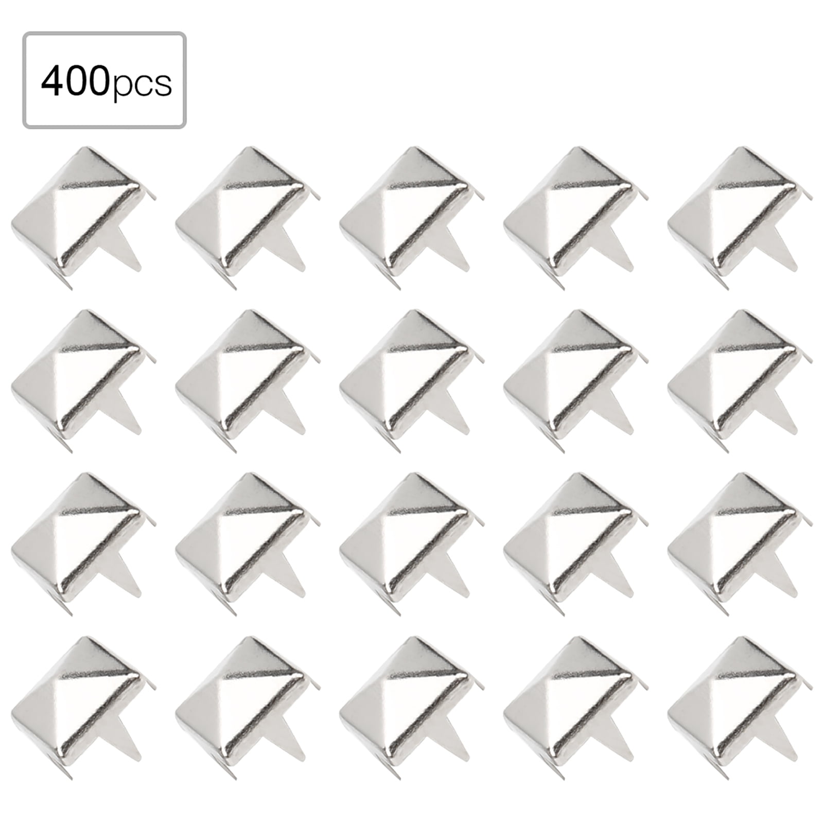 400-Pack Square Spike Studs – 4mm-7mm Brass Rivets For Leathercraft, Clothing, Bags, And Shoes (Gun Color, 5mm)