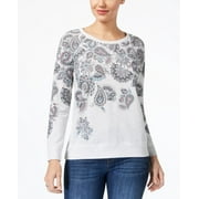 Style & Co Long Sleeve Paisley Print Sweatshirt Moving Paisleys L