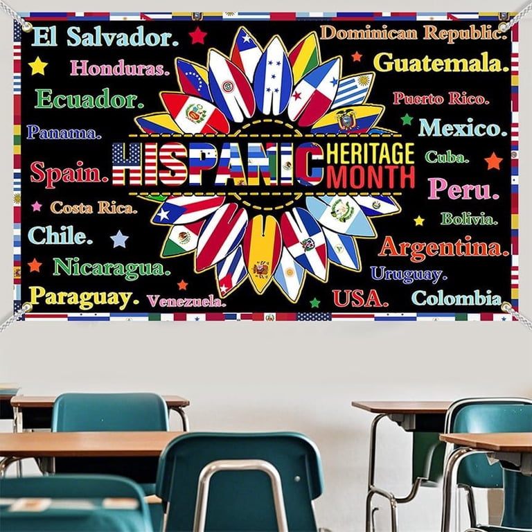 1000 Pcs Hispanic Heritage Month Stickers Roll - Latino Pride, Country Flags - For Classroom, Party