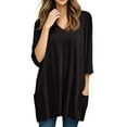 thumbnail image 4 of DENGDENG Tunic Tops for Women Loose Fit Dressy 2025 Trendy V Neck 3/4 Sleeve Long Shirts To Wear with Leggings Summer T-Shirts Cute Blouses Black M, 4 of 7
