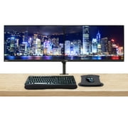 Lenovo ThinkVision S24e-20 23.8" Full HD WLED LCD Monitor 2-Pack Bundle with 1920 x 1080, Vertical Alignment, HDMI-VGA, Raven Black, MK270 Wireless Keyboard and Mouse, Gel Pads, Dual Monitor Stand