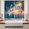 thumbnail image 2 of Ambesonne Palm Tree Kitchen Curtains, Tropic Paradise Beach, 55"x39", Blue and Orange, 2 of 3