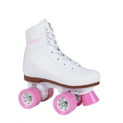 Angle View: Chicago Girl's Classic Quad Roller Skates White Junior Rink Skates, Size J13