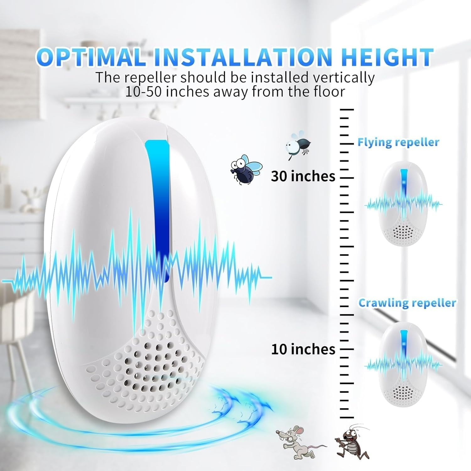 Ultrasonic Pest & Insect Repeler, 2 Packs Mouse Repelent Plug in for Roach, Rodent, Mice, Bugs, Mosquito, Spider, Ant, Electronic Pest Control for Home, Kitchen, Office, Warehouse