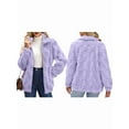thumbnail image 3 of Women'S Long Sleeve Full Zip Soft Warm Fleece Jacket Light Purple XXL, 3 of 7
