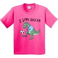 thumbnail image 3 of Inktastic I Love Soccer-dinosaur in Blue Youth T-Shirt, 3 of 5