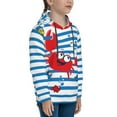 thumbnail image 3 of Sikiie Red Funny Crab on Blue Stripe Youth Hoodie Sweatshirt Pullover Hooded Classic Casual Essentials Hoodiefor Boys Girls Kids -X-Large, 3 of 6