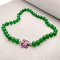 thumbnail image 6 of EOEMY Green Jade Necklace Fuchsia Cz Pave Clasp Jewelry Gifts Women Men Jewelry Gift, 6 of 6