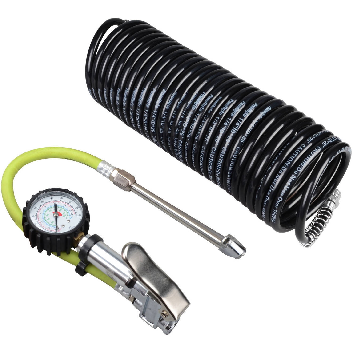 PowRyte Dual Chuck Air Tire Inflator with Dial Tire Gauge 10220 PSI