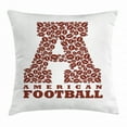 thumbnail image 1 of Letter A Throw Pillow Cushion Cover, First Letter of the Alphabet Shape with American Footballs Athletism Sports, Decorative Square Accent Pillow Case, 24 X 24 Inches, Brown and White, by Ambesonne, 1 of 2