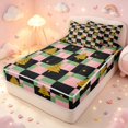 thumbnail image 2 of Manfei Festive Christmas Tree Zipper Twin Comforter Sets with Fitted Sheet and 2 Pillowcases,Modern Checkerboard Zipper Bedding Set,Green Pink,Black Reversible,4pcs, 2 of 8