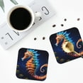 thumbnail image 4 of Naloa Yellow Fish Seahorse Coasters for Set of 4 - PU Leather Coasters, Coasters for Table Cup Tea Coffee Beer, Decorative for Kitchen Homedecor (Round), 4 of 6