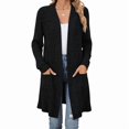 thumbnail image 2 of Women'S Fall Fashion Light-Weight Soft Knit Cardigan Long Sleeve Open Front Coat with Pockets Black XL, 2 of 9