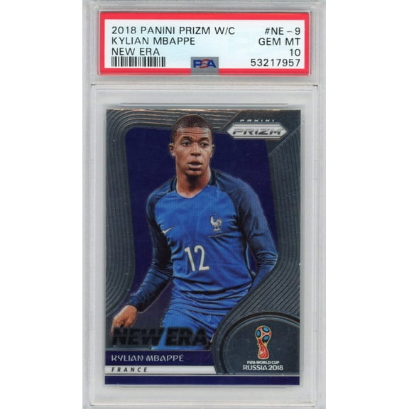 Graded 2018 Panini Prizm Kylian Mbappe #NE-9 World Cup New Era Rookie RC Soccer Card PSA 10 Gem Mint