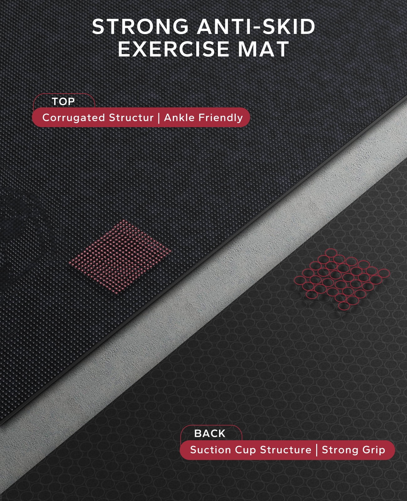 Extra Wide Exercise Mat – 6'x4' to 9'x6' – Thick, Non-Slip Fitness Mat – Choose from Black, Gray, or Blue