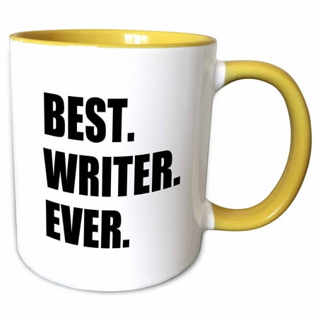 3dRose Best Writer Ever fun job pride gift for worlds greatest writing worker - Two Tone Yellow Mug,