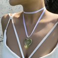 thumbnail image 5 of Big Heart Pendant Necklace Boho Knotted Bowknot Silk Ribbon Adjustable Chain--Black-Product code 43260 Black, 5 of 5