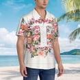 thumbnail image 5 of Letter T Flower Graphic Hawaiian Shirts For Men, Summer Short-Sleeve Relaxed-Fit Button-Down Shirts Medium, 5 of 9