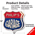 thumbnail image 2 of Philip's Garage (2 Pack) 12 inch X 12 inch Shield Shaped Commercial Grade Plastic Signs Weather Resistant, UV Protected To last, Gift for Dads and Uncles Classic Americana Crafted in, 2 of 7