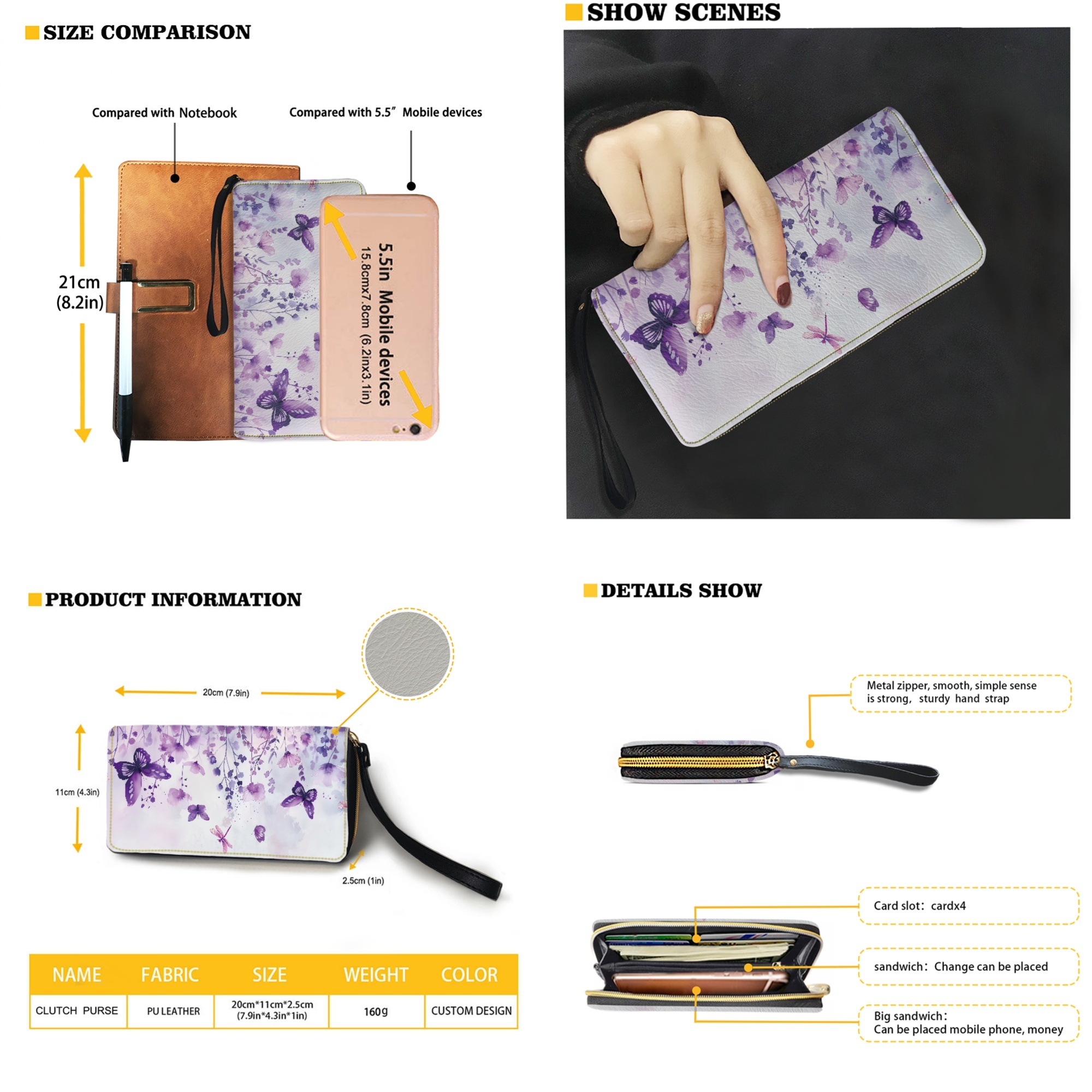 ZUXONGSY Butterfly Flower Print Leather Satchel Bag for Women with Matching Wallet Set Waterproof Office Tote Purse and Wallet Set for Shopping Work