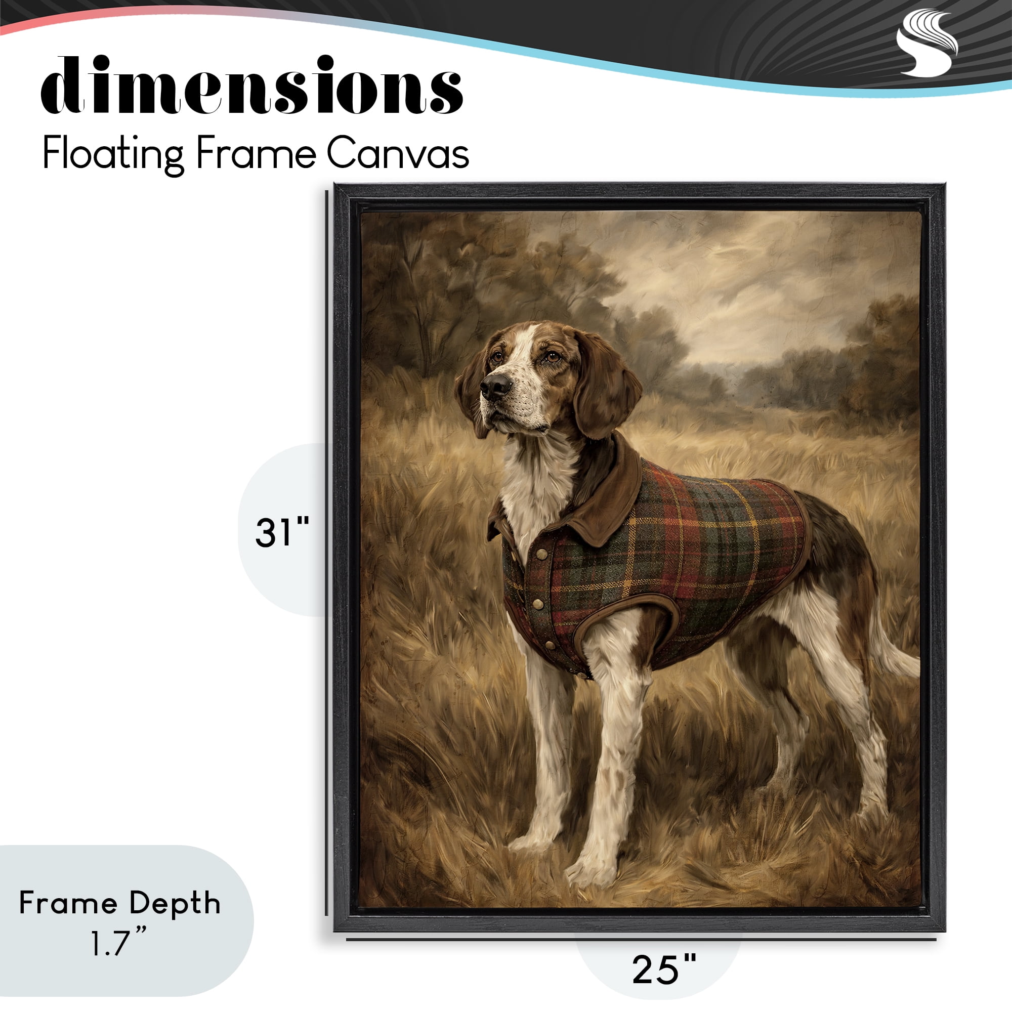 Stupell Industries Hunting Days Plaid Jacket Hound Black Framed Floater Canvas Wall Art, design by Kim Allen