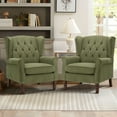 thumbnail image 2 of MALOL Modern Wingback Accent Chair, Tufted Mid-Century Armchair with Thick Padded Seat, Green, 2 of 20