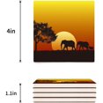 thumbnail image 3 of XDDJA Elephants Sunset Safari Theme Set of 8 Coaster for Drinks, Absorbent Ceramic Stone Coasters Cup Mat with Cork Base for Home Kitchen Room Coffee Table Bar Decor, 3 of 4
