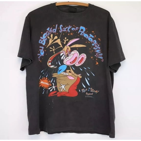 ~HOT!~ 1992 Ren and Stimpy Show MTV T-Shirt Unisex Reprint Sizes S-5XL