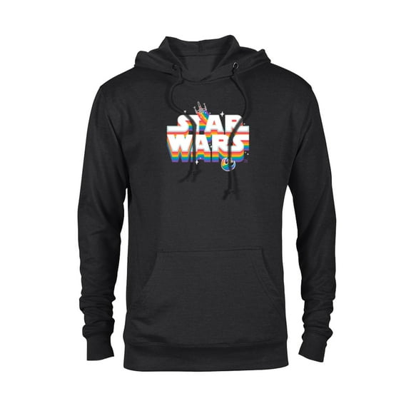 Star Wars Pride Rainbow Logo Rebel Symbol and X-Wing Fighter - Pullover Hoodie for Adults - Customized-Black