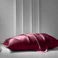 thumbnail image 2 of Cloud Fino 100% Pure Silk Satin Sheet Set 6pcs, Silk Fitted Sheet,Silk Flat Sheet&Silk Pillowcases Set !(Queen Wine), 2 of 5