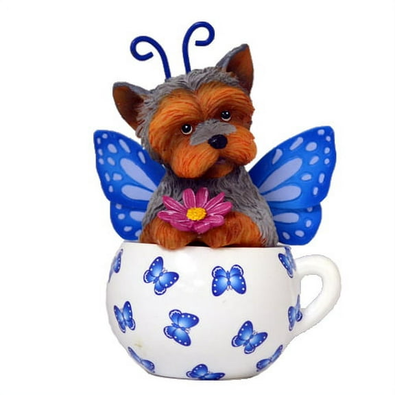The Hamilton Collection Beautiful Butterfly Cups of Affection Yorkie Figurine Collection by Kayomi Harai 4-inches