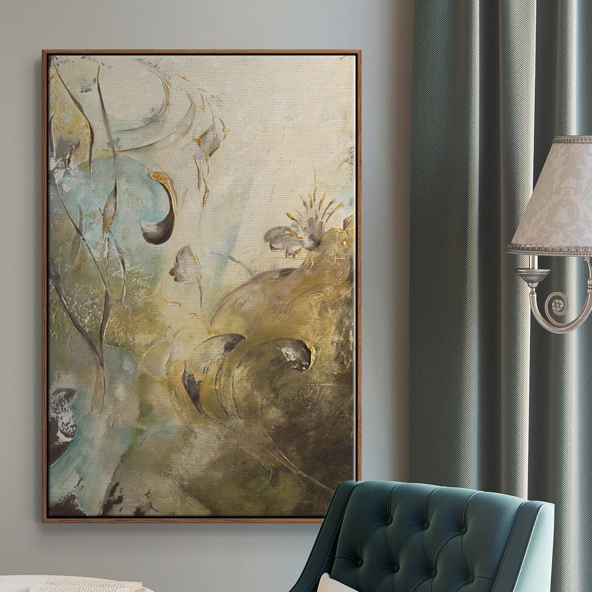 Enchanted Garden II Framed Premium Gallery Wrapped Canvas - Ready to Hang - 27 x 41 - Walnut Floating Frame