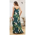 thumbnail image 5 of Supnier Women's Summer Maxi Dress Casual V-Neck Sleeveless Bohemian Spaghetti Strap Floral Long Maxi Dress with Pockets, 5 of 6
